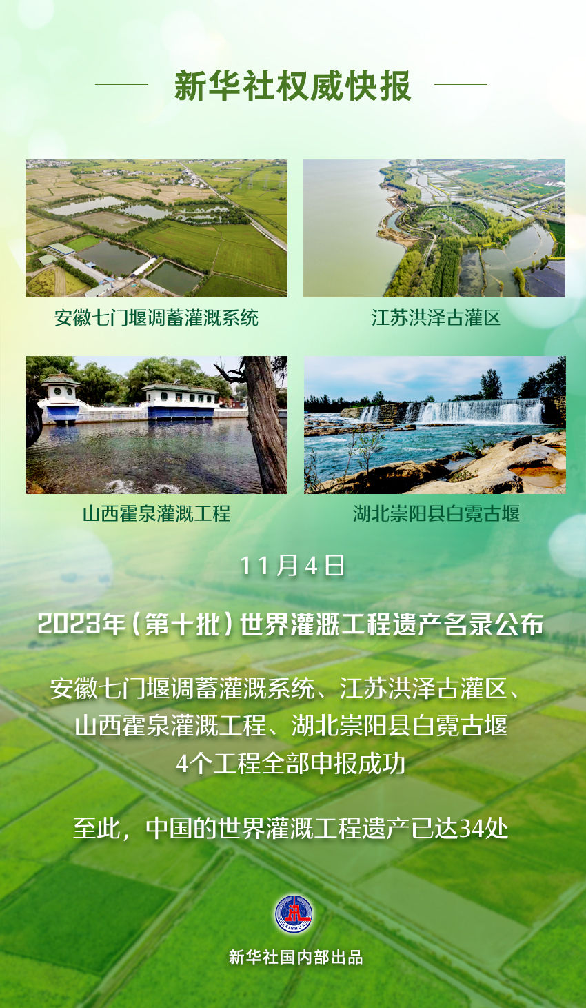 快讯！中国再添4处世界灌溉工程遗产
