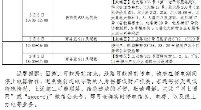 福州这些地方近期将停电！看看你家有受影响吗？