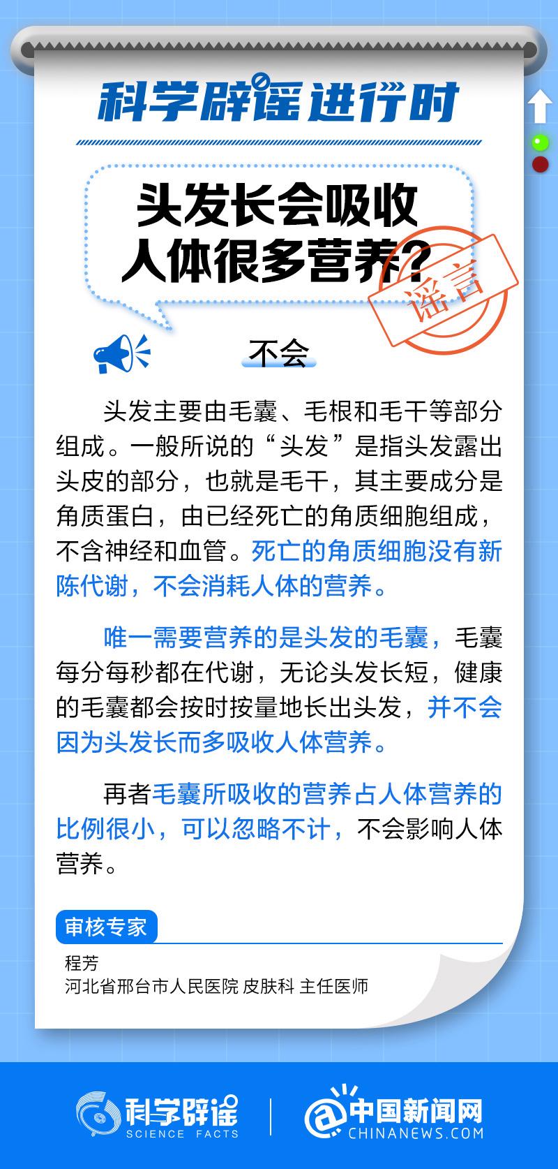 头发长会吸收人体很多营养吗？科学辟谣