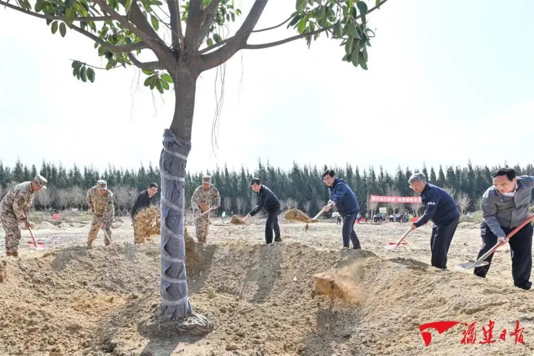 省领导参加义务植树活动并进行集体理论学习