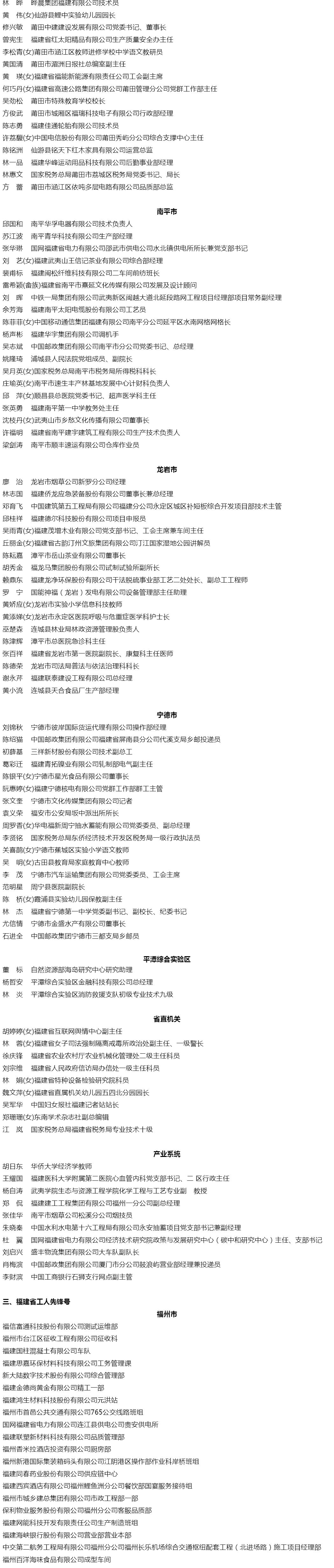 福建五一劳动奖和工人先锋号拟表彰名单公示 福州这些上榜
